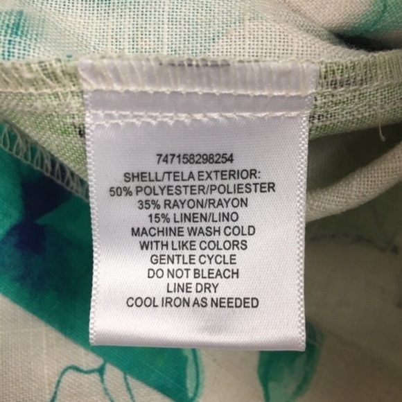 SAG HARBOR Linen Jacket Blazer Short Sleeve Shacket Lightweight Floral Size 10 - Picture 7 of 8